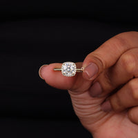 Cushion Moissanite Halo Twisted Rope Style Ring