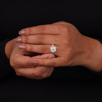 Cushion Moissanite Halo Twisted Rope Style Ring