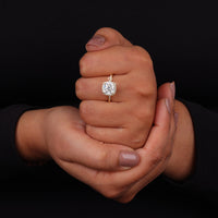 Cushion Moissanite Halo Twisted Rope Style Ring