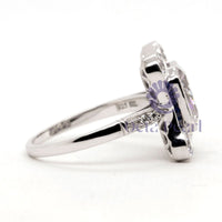 Radiant Cut CZ Stone Halo Vintage Victorian Ring