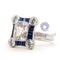 Radiant Cut CZ Stone Halo Vintage Victorian Ring