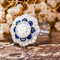 Old European Cut Stone Milgrain Floral Victorian Ring