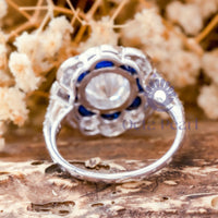 Old European Cut Stone Milgrain Floral Victorian Ring