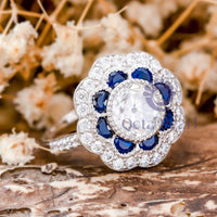 Old European Cut Stone Milgrain Floral Victorian Ring