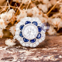 Old European Cut Stone Milgrain Floral Victorian Ring