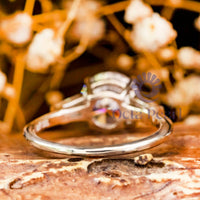 Round & Baguette CZ Stone Past Present Future Ring