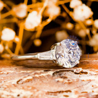 Round & Baguette CZ Stone Past Present Future Ring