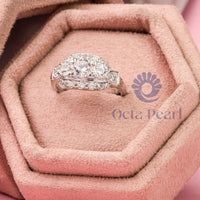 Three Stone Wedding Ring With Round Moissanite