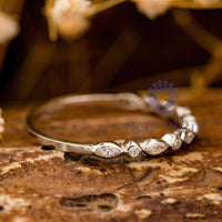 Marquise & Round Stone Bezel Set Half Eternity Band