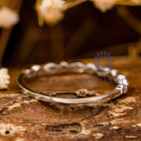 Marquise & Round Stone Bezel Set Half Eternity Band