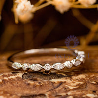 Marquise & Round Stone Bezel Set Half Eternity Band