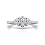 Pear & Round CZ Stone Dainty Engagement Ring