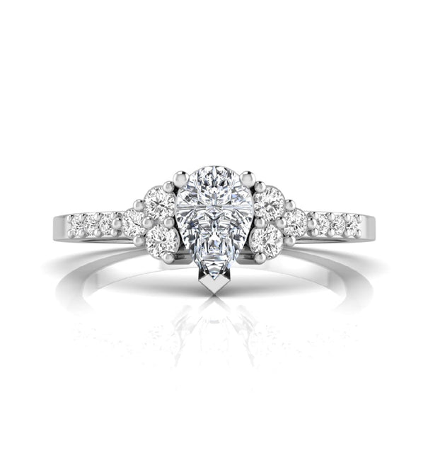 Pear & Round CZ Stone Dainty Engagement Ring