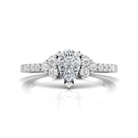Pear & Round CZ Stone Dainty Engagement Ring