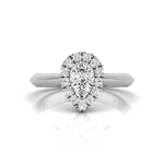 Pear With Round Cut Moissanite Delicate Solitaire Engagement Ring