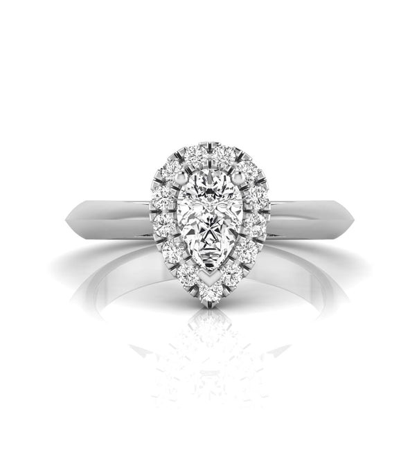 Pear With Round Cut Moissanite Delicate Solitaire Engagement Ring