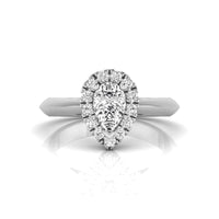 Pear With Round Cut Moissanite Delicate Solitaire Engagement Ring