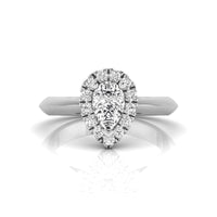 Pear With Round Cut Moissanite Teardrop Halo Engagement Ring