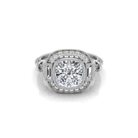 Old Mine Cut CZ Milgrain Halo Art Deco Ring | 925 Sterling Silver | US 8