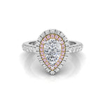 Pear Cut CZ Stone Double Halo Ring For Wedding Gift