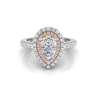 Pear Cut CZ Stone Double Halo Ring For Wedding Gift