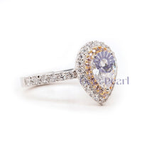 Pear Cut CZ Stone Double Halo Ring For Wedding Gift