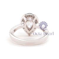 Pear Cut CZ Stone Double Halo Ring For Wedding Gift