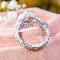 Round Moissanite Solitaire Filigree Art Deco Ring