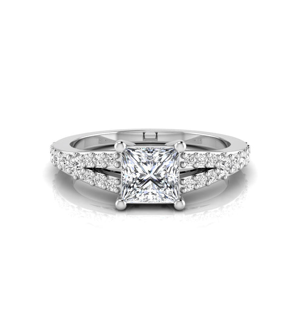 Princess Moissanite Split Shank Ring For Women