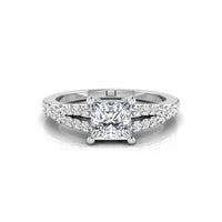 Princess Moissanite Split Shank Ring For Women