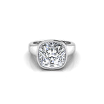 Bezel Set Cushion Moissanite Solitaire Promise Ring