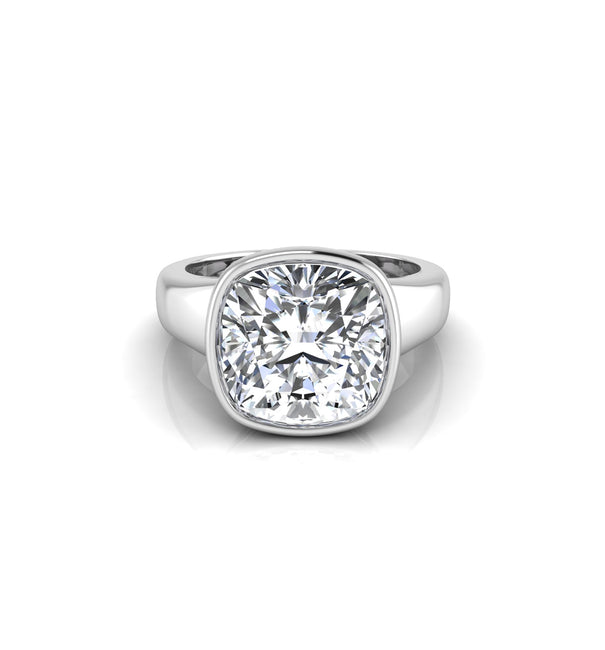 Bezel Set Cushion Moissanite Solitaire Promise Ring