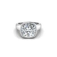 Bezel Set Cushion Cut Moissanite Solitaire Promise Ring