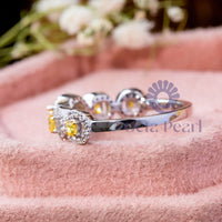 Cushion & Oval CZ Five Stone Halo Proposal Ring