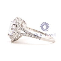 Heart Cut CZ Stone Double Halo Split Shank Ring