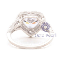 Heart Cut CZ Stone Double Halo Split Shank Ring