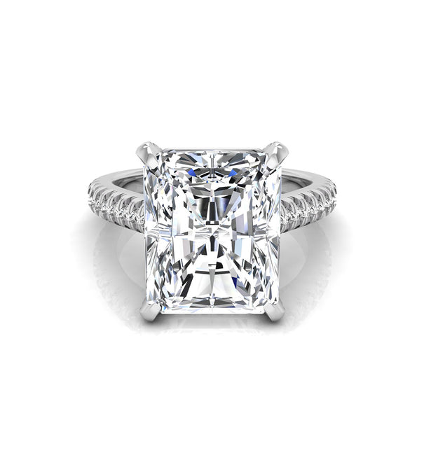 Radiant Cut Moissanite Hidden Halo Engagement Ring