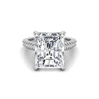 Radiant Cut Moissanite Hidden Halo Engagement Ring