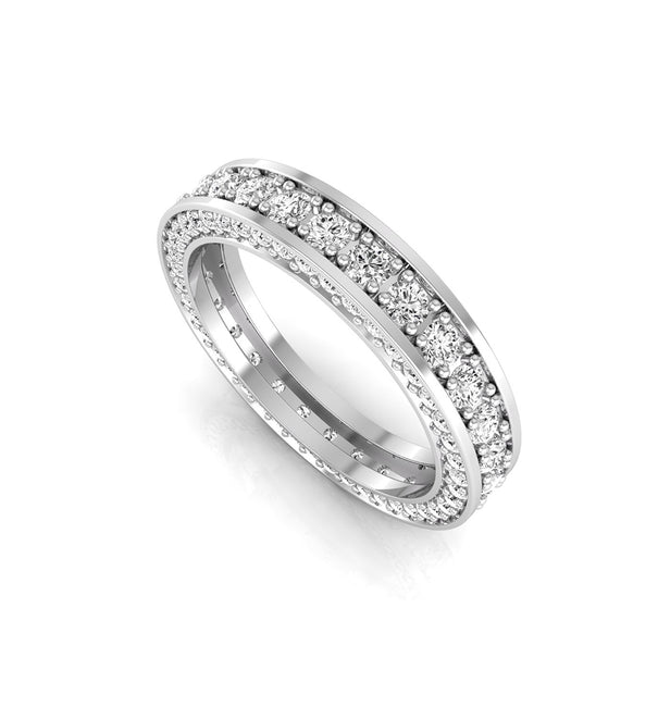 Three Side Round Cut Moissanite Full Eternity Band