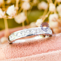 Princess CZ Stone Channel Setting Half Eternity Band