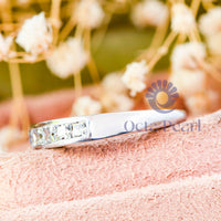 Princess CZ Stone Channel Setting Half Eternity Band