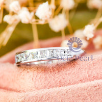 Princess CZ Stone Channel Setting Half Eternity Band