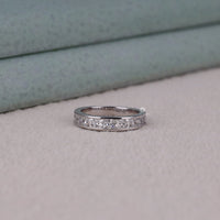 Princess CZ Stone Channel Setting Half Eternity Band