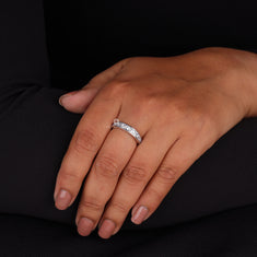 Princess CZ Stone Channel Setting Half Eternity Band - alternate view