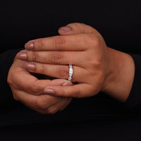 Princess CZ Stone Channel Setting Half Eternity Band