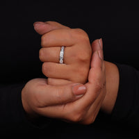 Princess CZ Stone Channel Setting Half Eternity Band