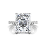 Radiant Cut Moissanite Hidden Halo Proposal Ring