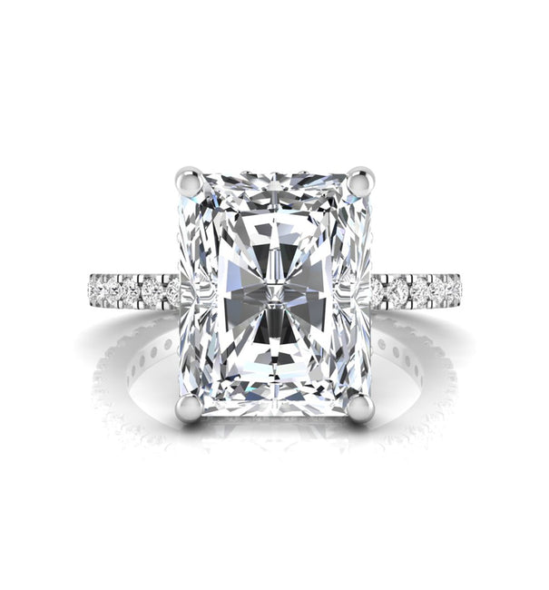 Radiant Cut Moissanite Hidden Halo Proposal Ring