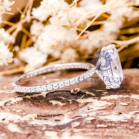 Radiant Cut Moissanite Hidden Halo Proposal Ring