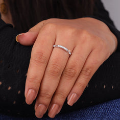 Round Moissanite Seven Stone Edwardian Band Ring - alternate view